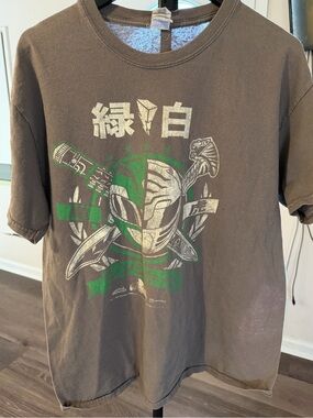 Loot Crate Brown Tee with Green and Cream Power Ranger Helmet Graphic